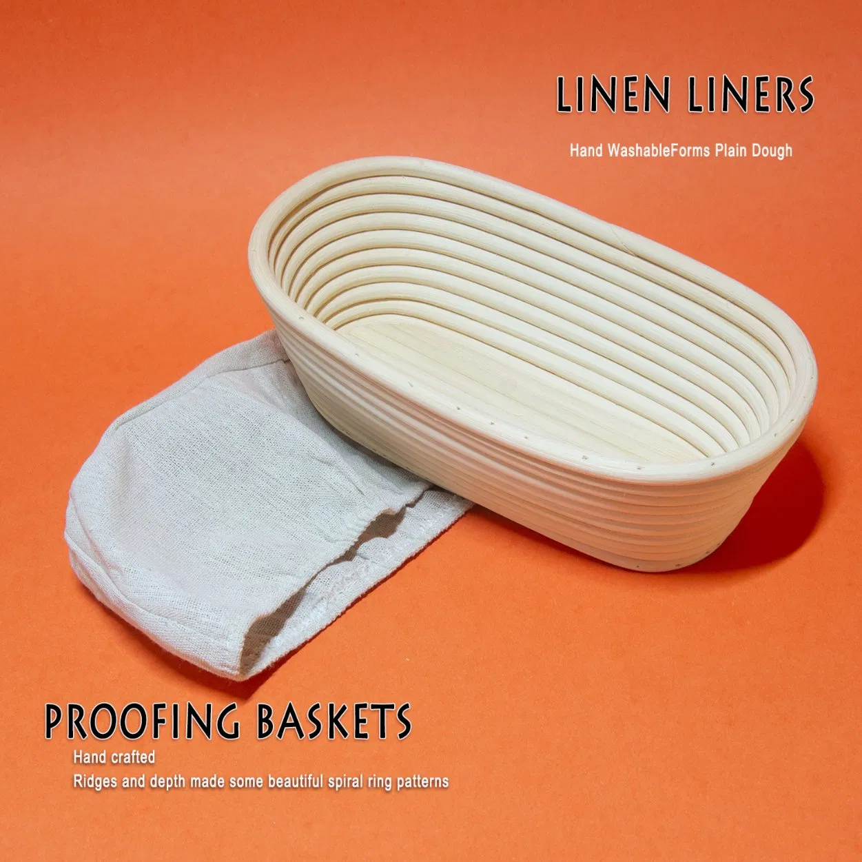 Eco-Friendly Natural Rattan 10 Inch Oval Bread Proofing Basket for Bakers