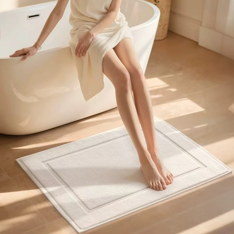 Cotton Floor Towel Bath Mat with Logo Customization White Floor Mat