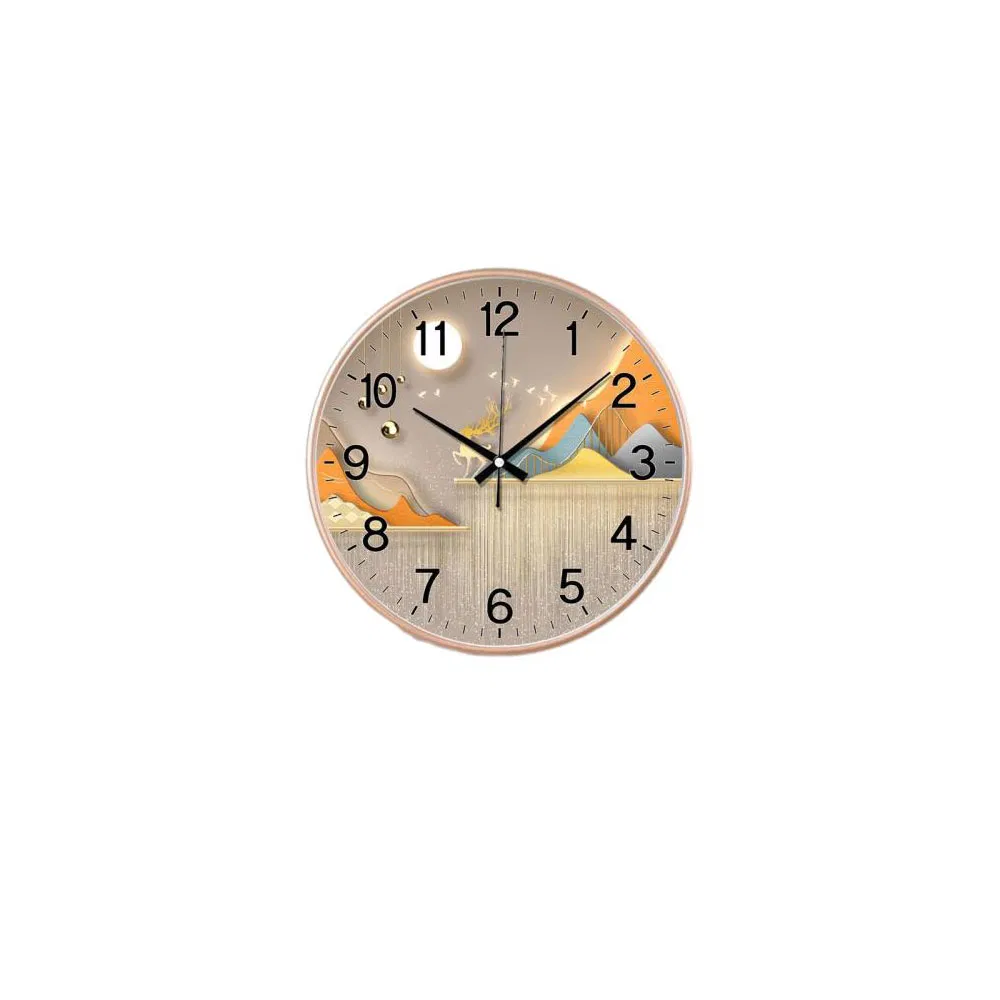 Decorative Round Wall Clock Metallic Edged Sleek Design Wall Clock