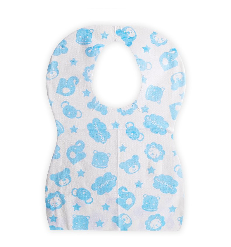 Biodegradable Custom Print PE Film Laminated Disposable Baby Bib Ultra Thin Waterproof Nonwoven Bib