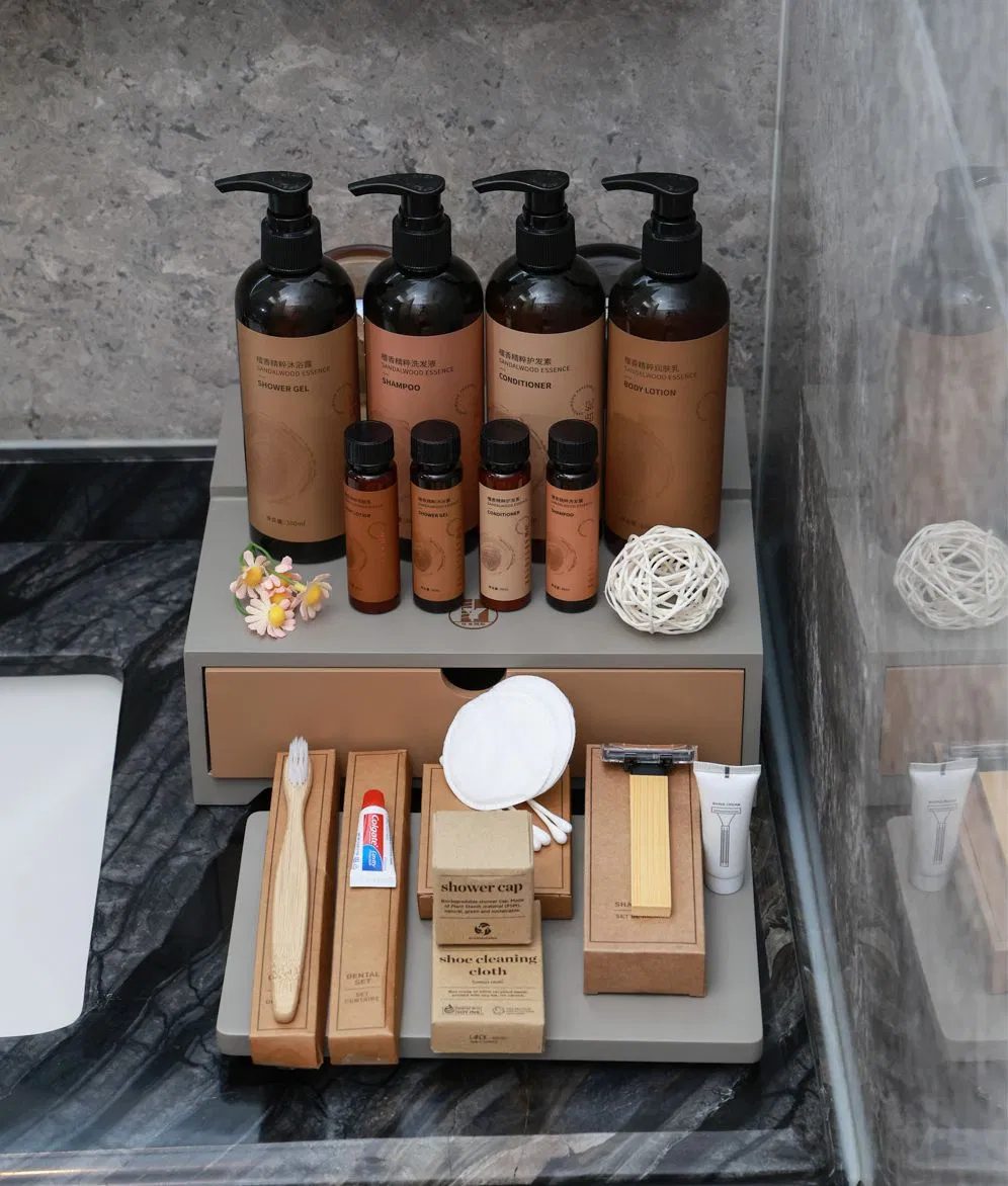 Sandalwood Essential Oil Body Wash Lotion Shampoo Conditioner Hotel Bath Products with Aloe Vera Ingredients and Shea Butter - Exclusive to Hotel Resort SPA