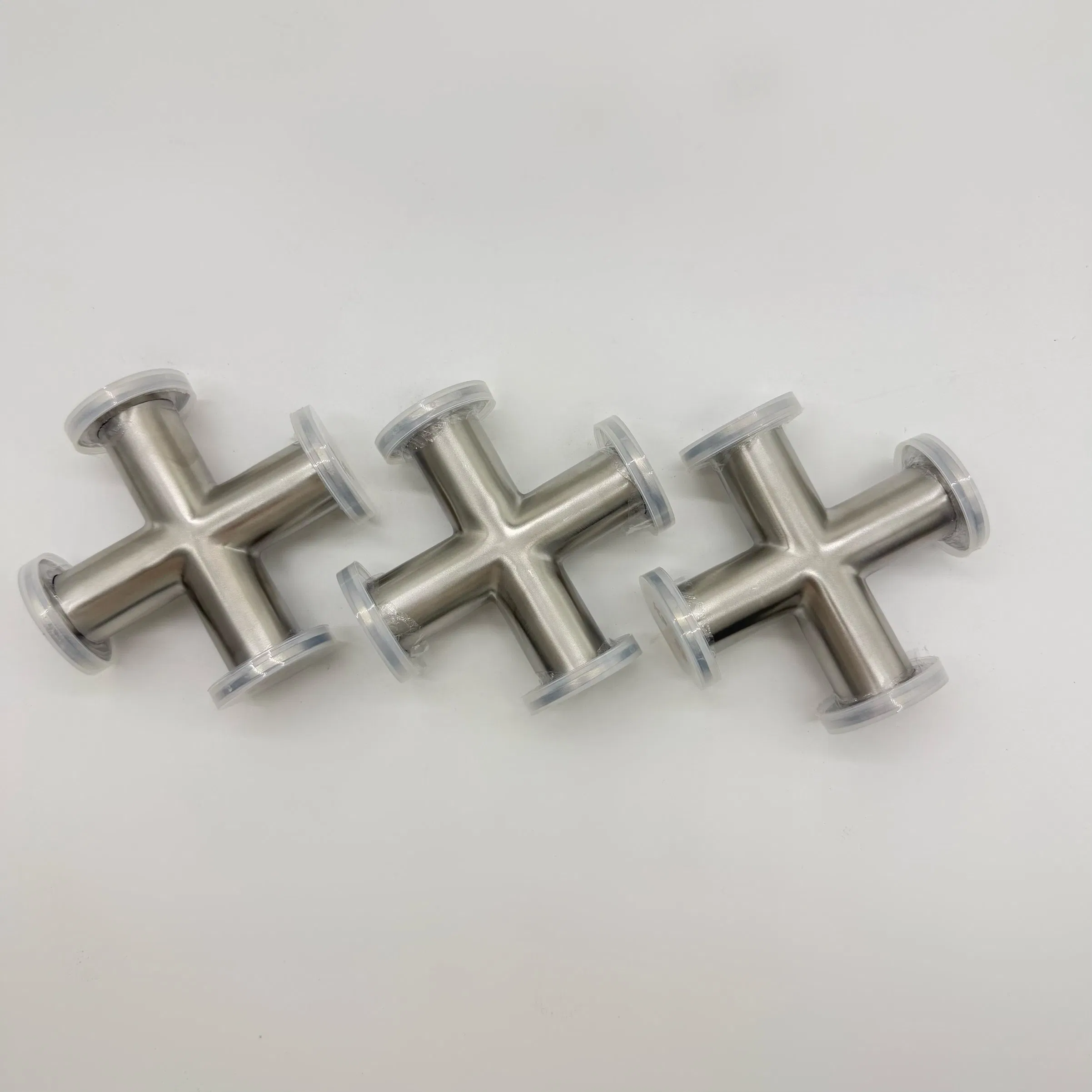 Sanitary Stainless Steel Vacuum Four Way Cross with Tri Clamp Ends