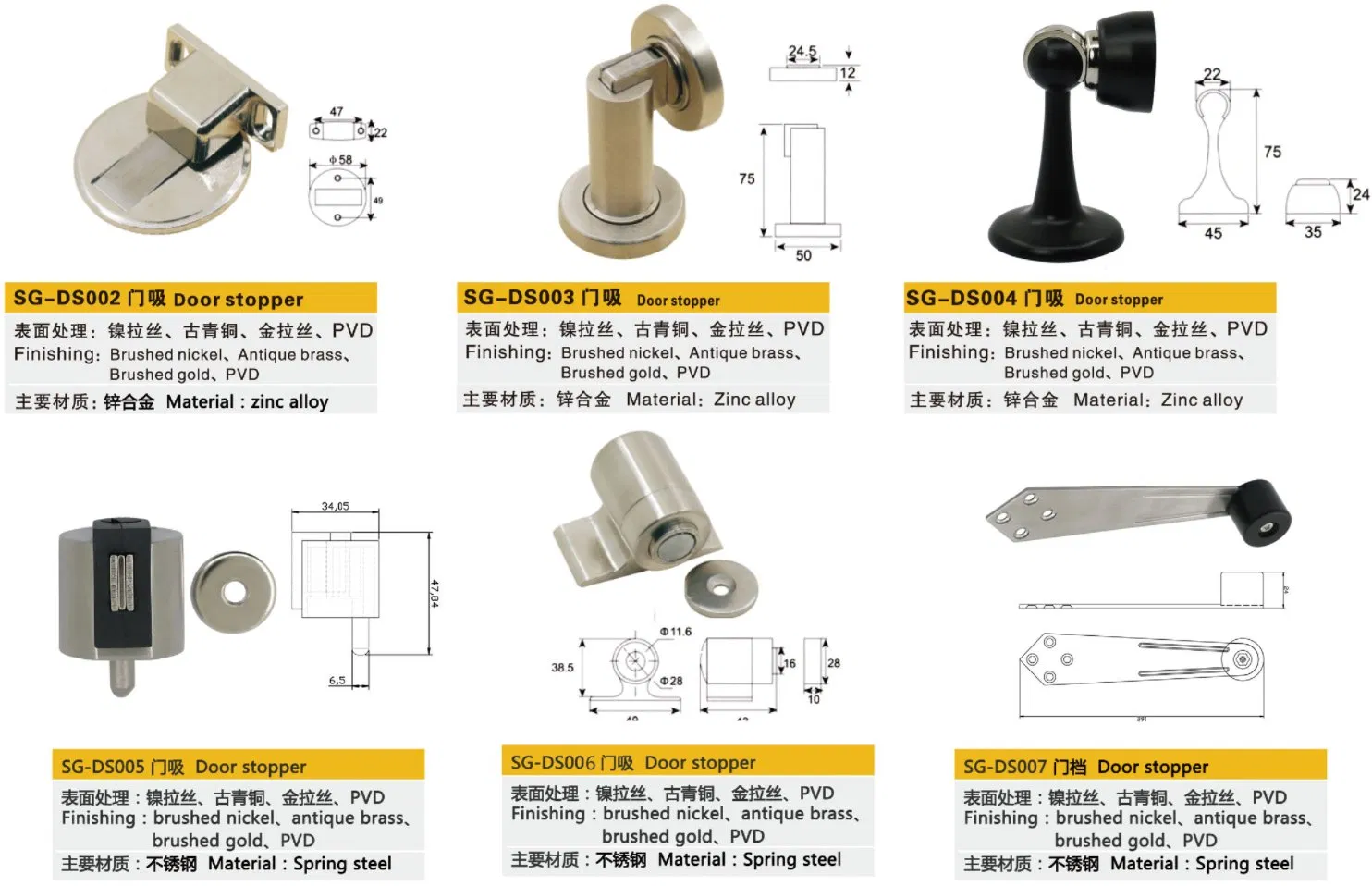 Custom Zinc Alloy Ss Door Luxury Magnetic Invisible Door Stopper for Bedroom Wooden Door Bottom of Wall Mounted Stoppers