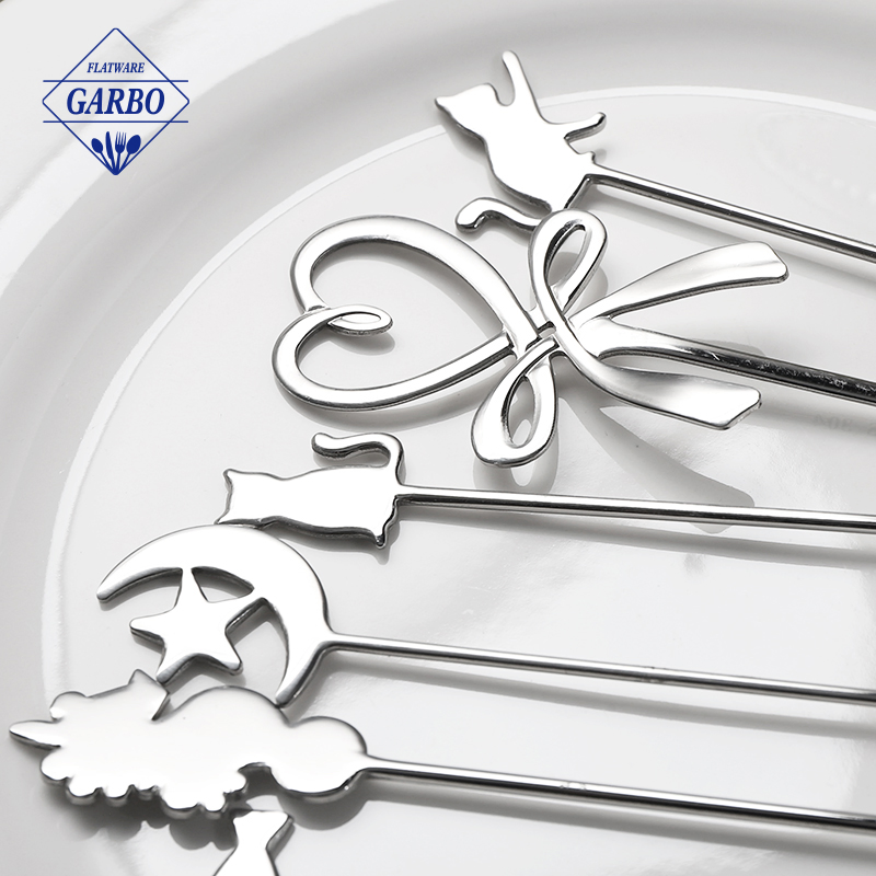 Cute Flatware Stainless Steel Cutlery Set Home OEM Handle Long Spoons Forks Set Bulk Wholesale Forks