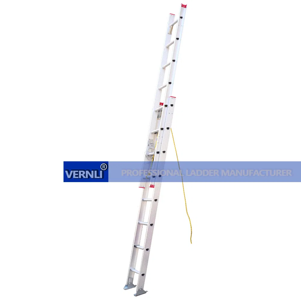 Best Selling ANSI Standard 2*8 Step Aluminum U-Channel Pulley and Rope Operated Foldable Industrial Ladder