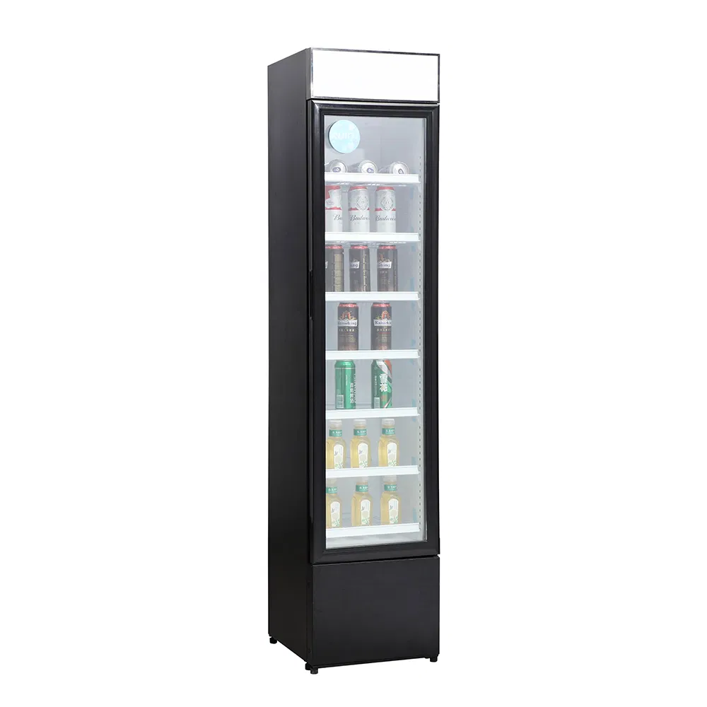 Roll Bond Evaporator Vertical Showcase Cooler with Lock for Drinks
