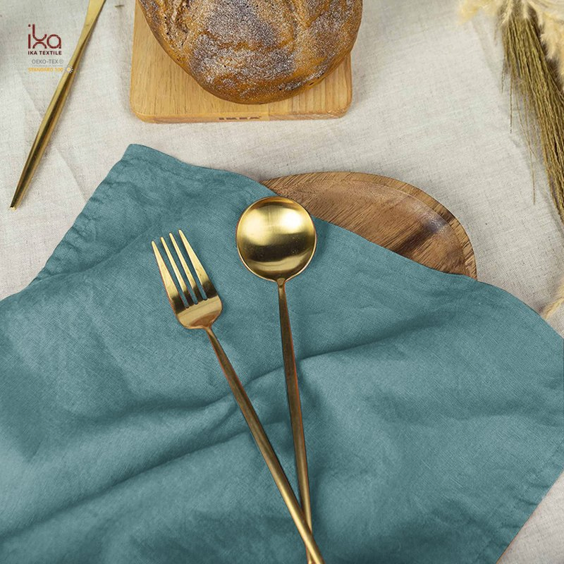 Decorative Natural Hot Sale Items Dinner Brown White Blue Color Printed Embroidered Custom Personalized Linen Napkin