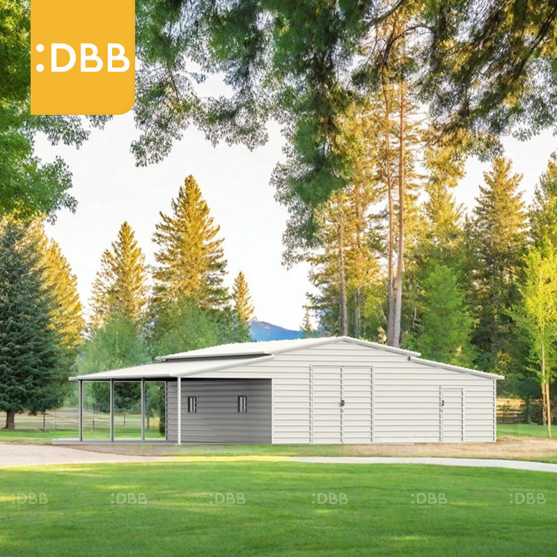 Customized 42FT 30FT 12FT Garage Storage Workshop Solid Color Steel Tile Peak Galvanized Steel Structure Storage Buildings