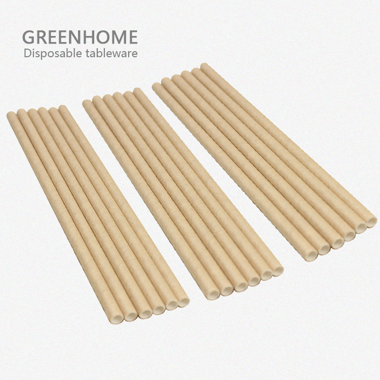 Customizable Color Disposable Paper Tableware 198mm Length Paper Straw for Drinking