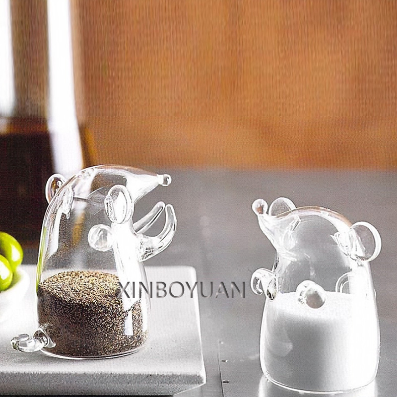 3D Animal Shape Glass Salt and Pepper Shaker Set Custom Made