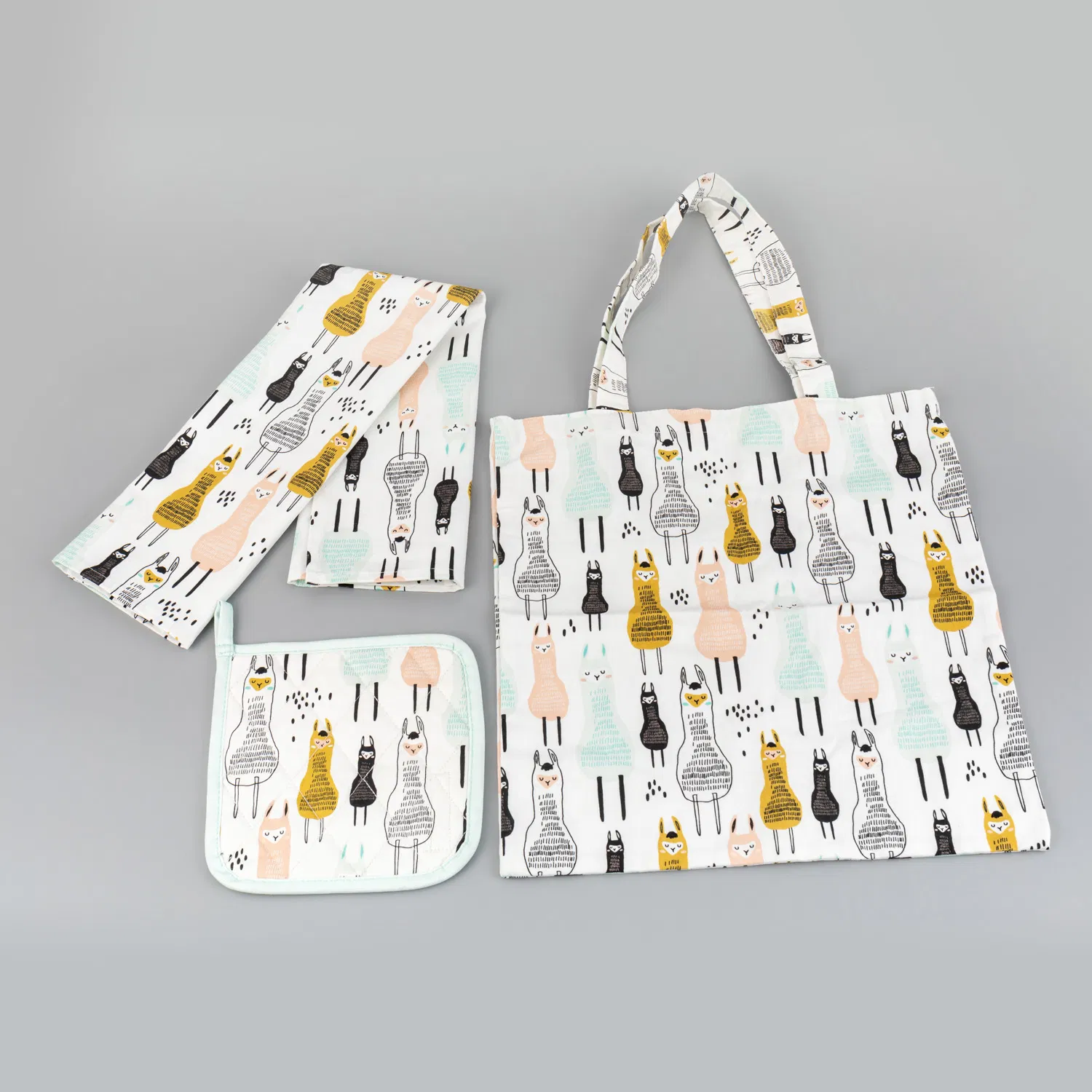 Hot Sale Polyester Digital Printing Alpaca Kitchen Set Oven Mitt and Pot Holder Used for Backing
