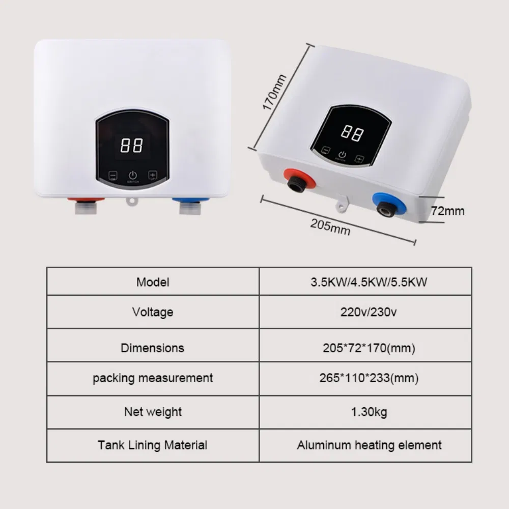 Проточный электрический водонагреватель 5500Вт для душа