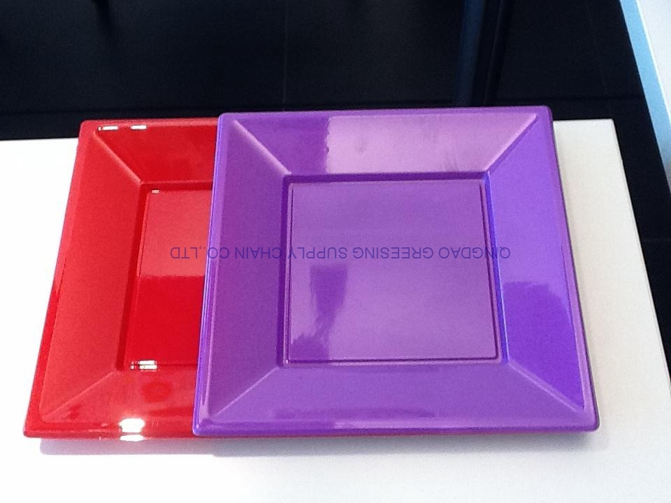 23cm Disposable Plastic Square Plate 9" Dinnerware Tableware