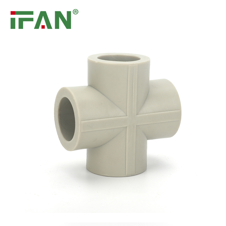 IFAN ASTM F2389 20-63mm PPR Fittings Grey PN25 Cross PPR Pipe Fittings