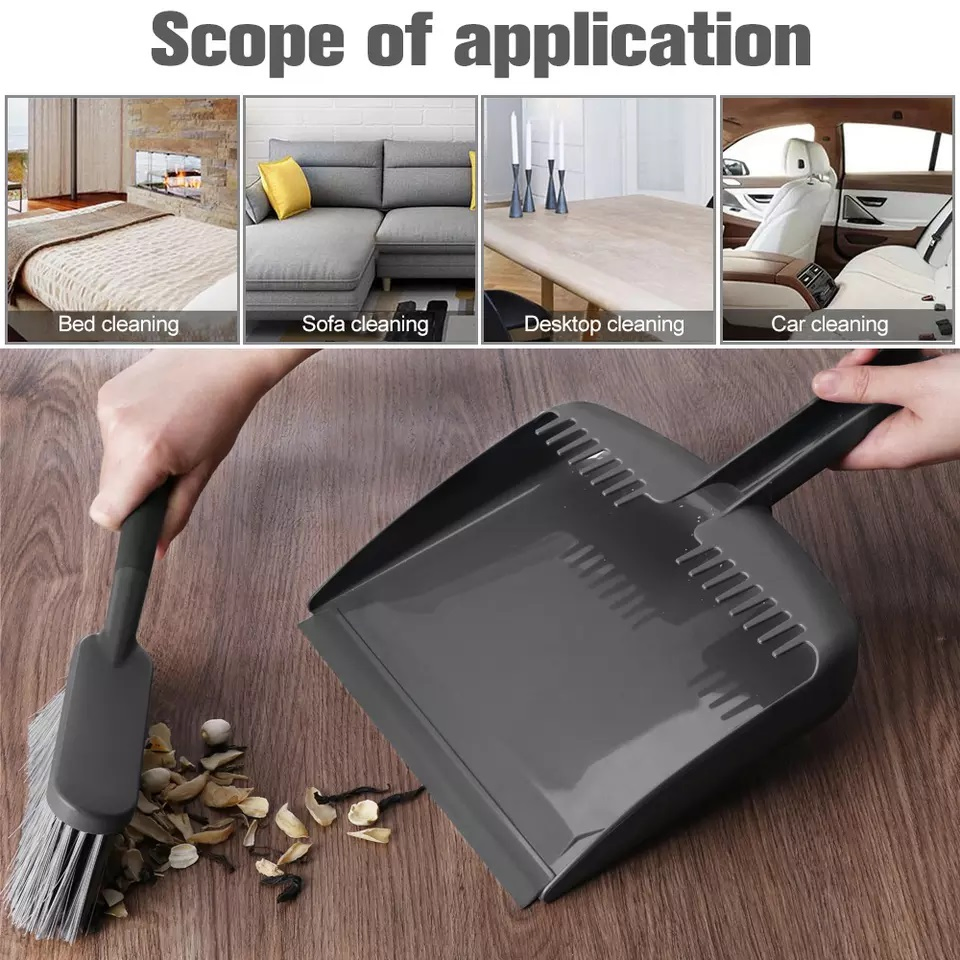 TPR Grey Bristle Brushes Floor Table Cleaning Brushes with Dustpan