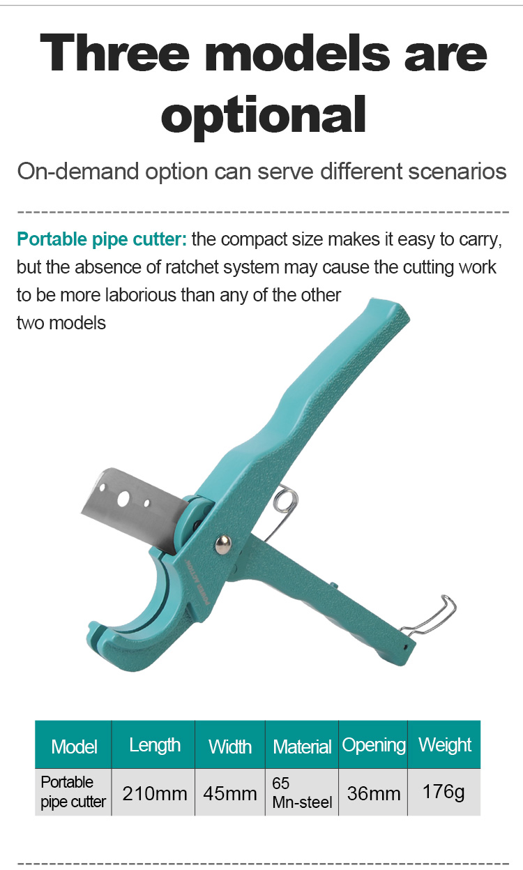 Power Action Hand Tools Portable PVC PP PE Plastic Pipe Tube Cutter
