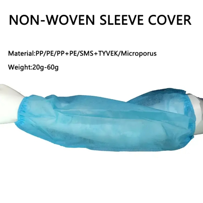 Disposable Non-Woven Sleeve Covers for Arms Over Sleeves Latex-Free Hazmat Sleeves Covers Arm Protector with Elastic Ends Blue