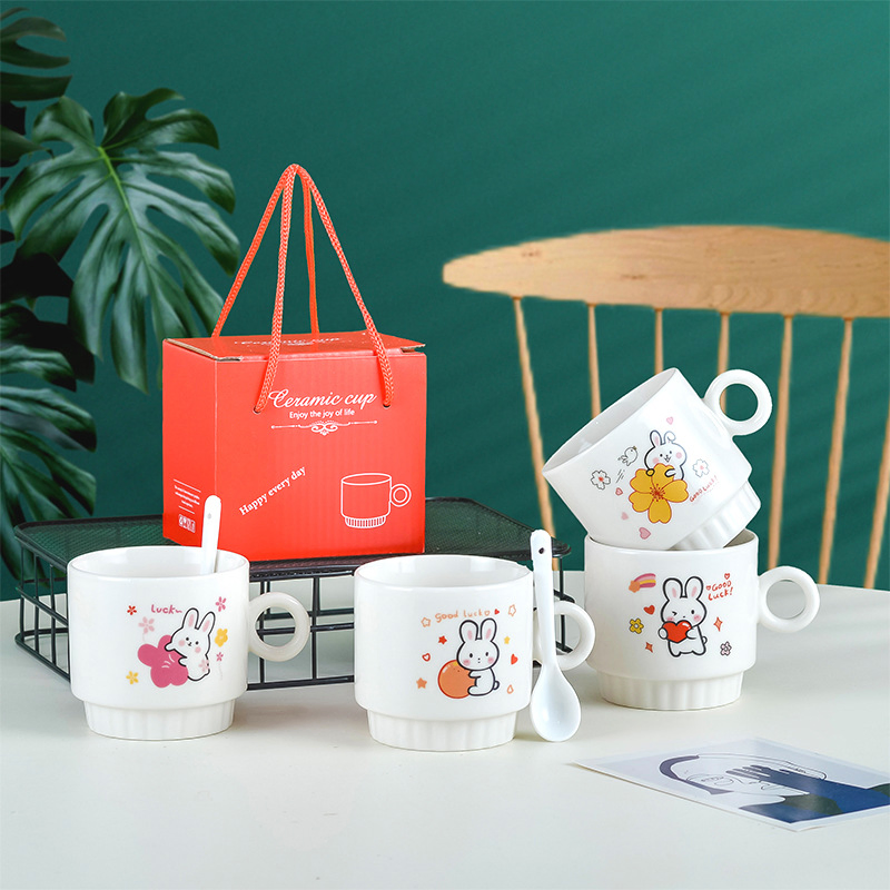 Christmas Creative Ceramic Mug with Spoon Superior Cartoon Mug with Gift Box