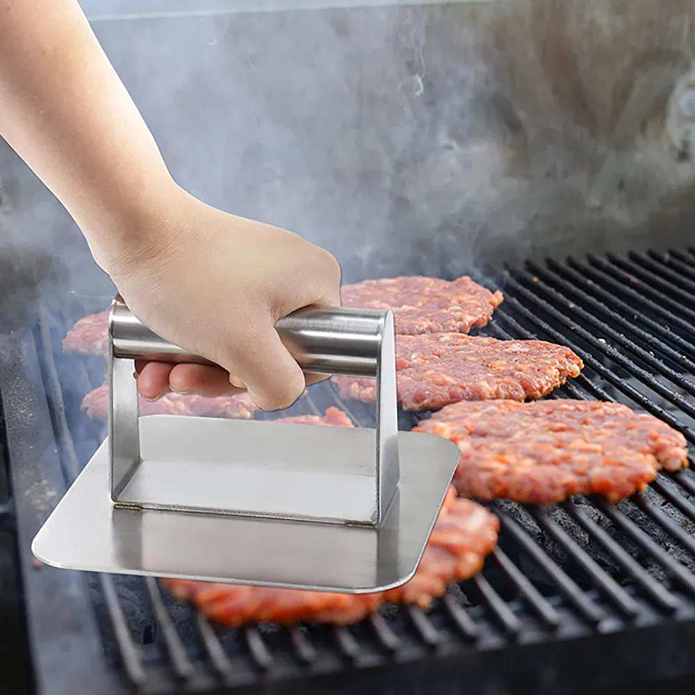 Stainless Steel Square Lattice Meat Press Board Steak Meat Press Wyz21628