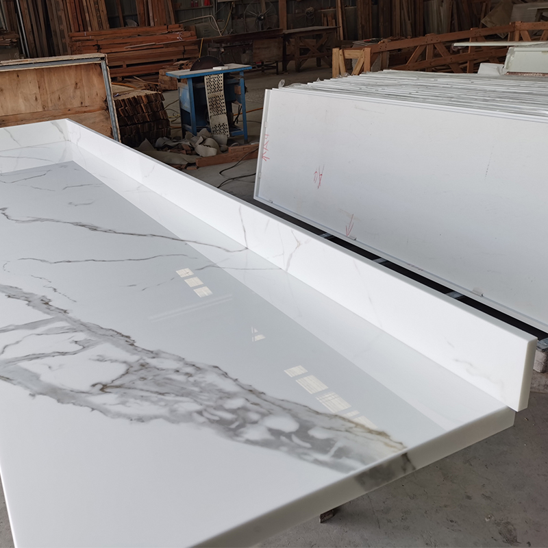 Elegant Calacatta White Nano Crystallized Stone Countertop Slabs