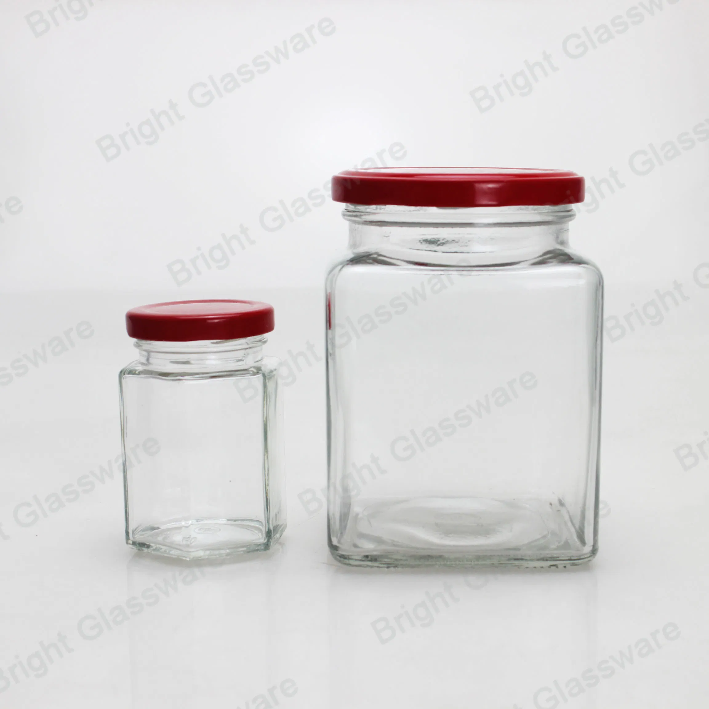 High Quality Clear Square Glass Storage Jars with Metal Lids Wholesale