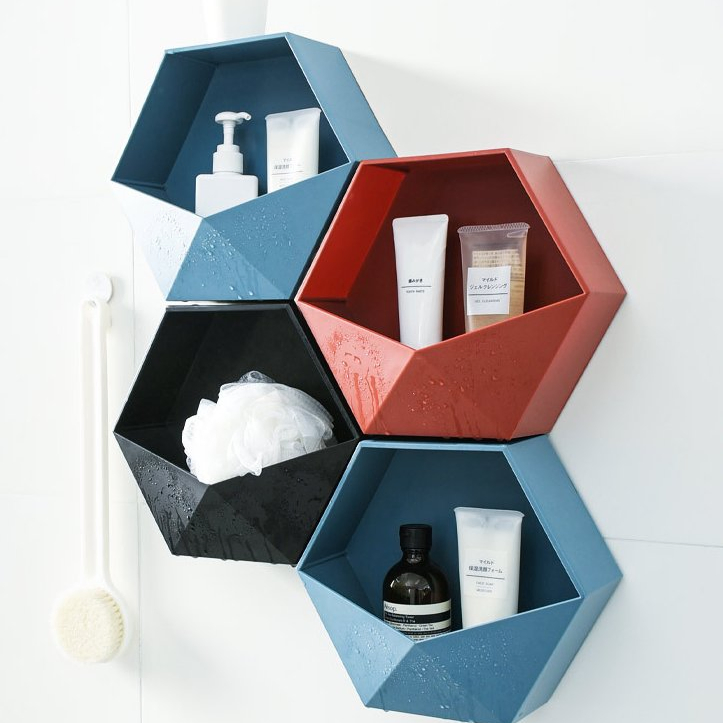 Настенная шестигранная полка в скандинавском стиле