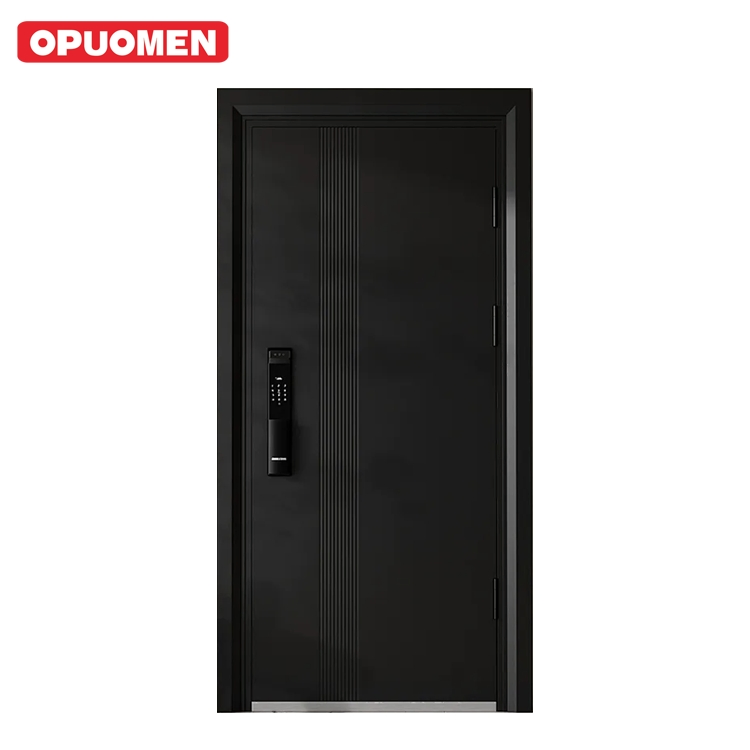 Custom French Aluminum Modern Design Style Soundproof Commercial Exterior Metal Front Door