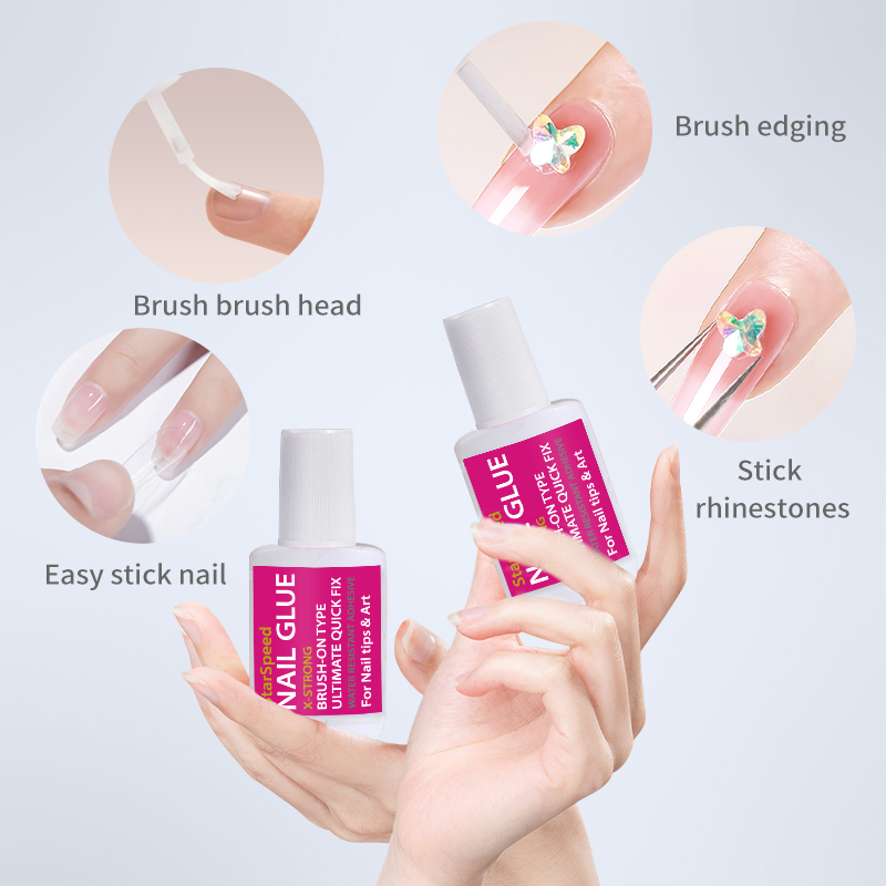 Hot Sale Quick Bonding Long Lasting Brush on Nail Glue for Nail Tips
