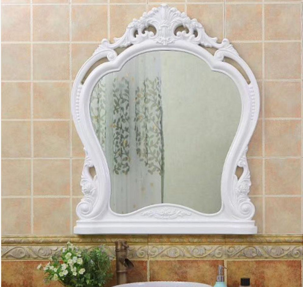 White Antique Plastic PVC F Wall Decorative Hotel Bath Room Frame Plastic Makeup Barbershop Dressing Mirror