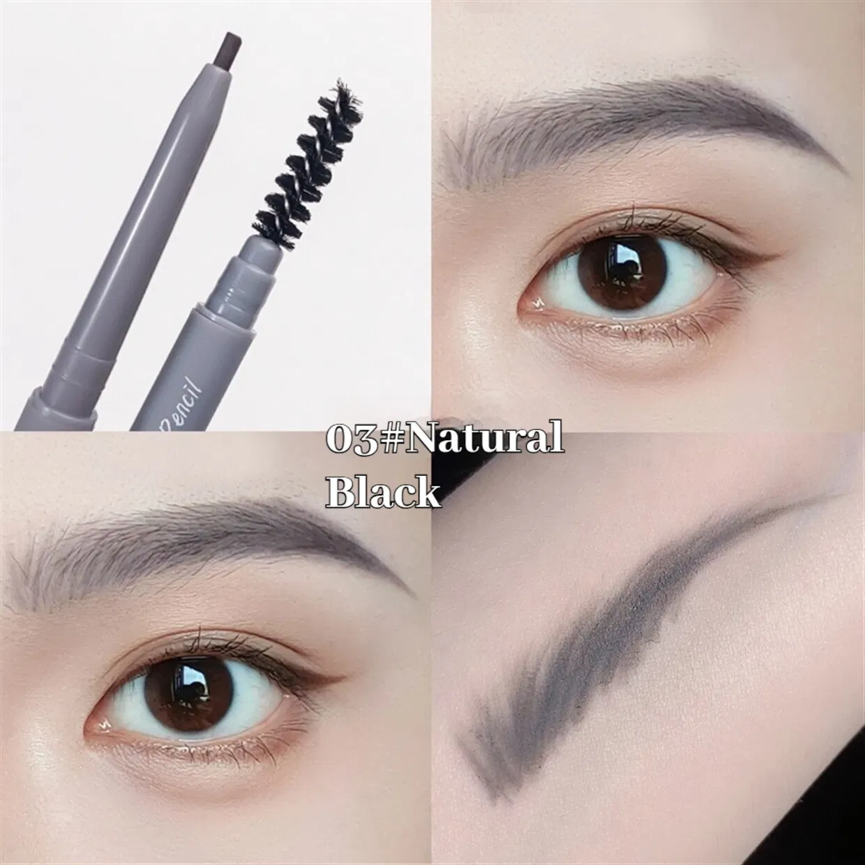 Dual Tip Spiral Fine Eyebrow Pencil with Fine Tip and Soft Blending Brush for Natural Appearance