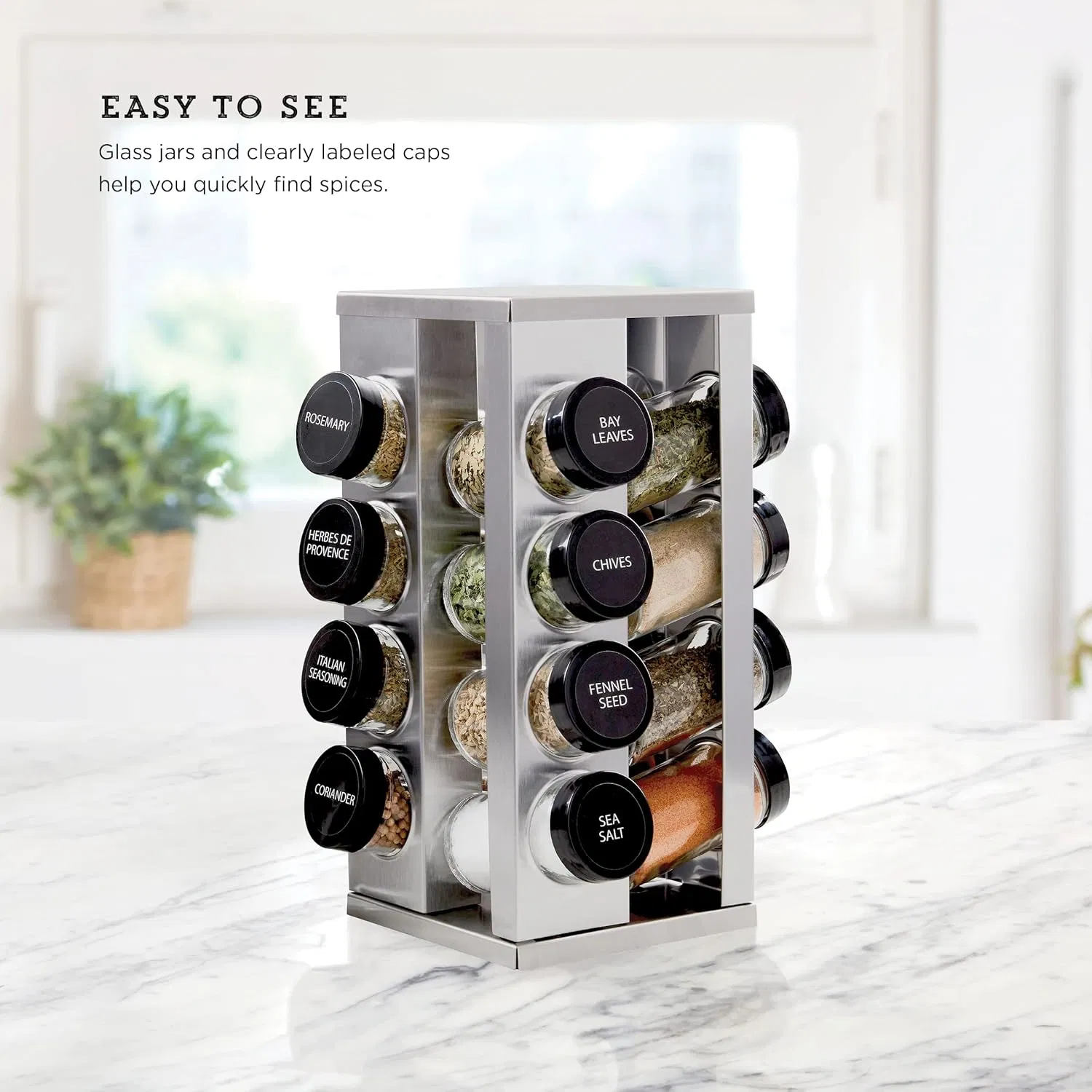 16 Jar Heritage Revolving Countertop Spice Rack Organizer with Spices Included
