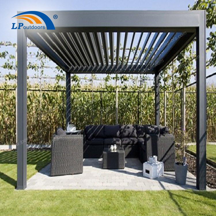 Elegant 10X13FT Aluminum Pergola with Adjustable Louvered Roof