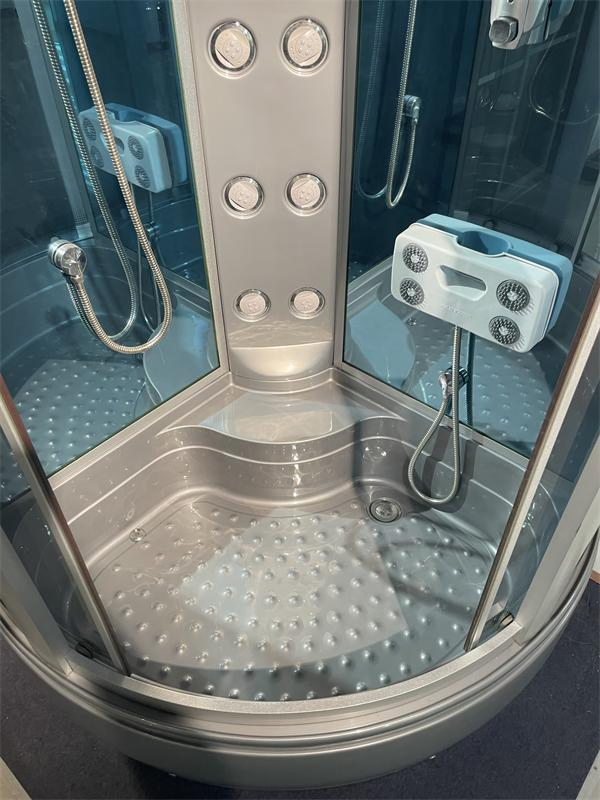 Grey Color Shower Cabin with Computer Panel and LED Lamp