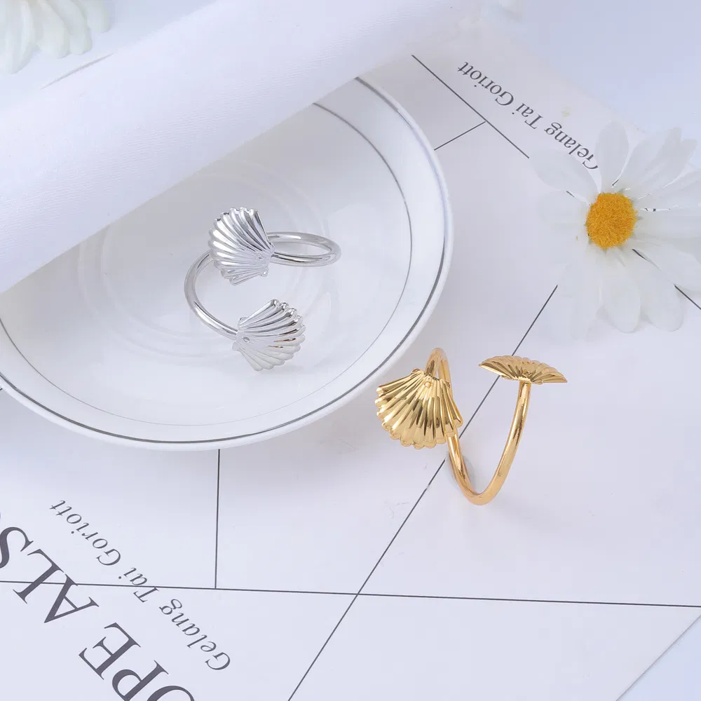 Creative Sea Shell Napkin Ring Metal Gold Napkin Buckle for Party Wedding