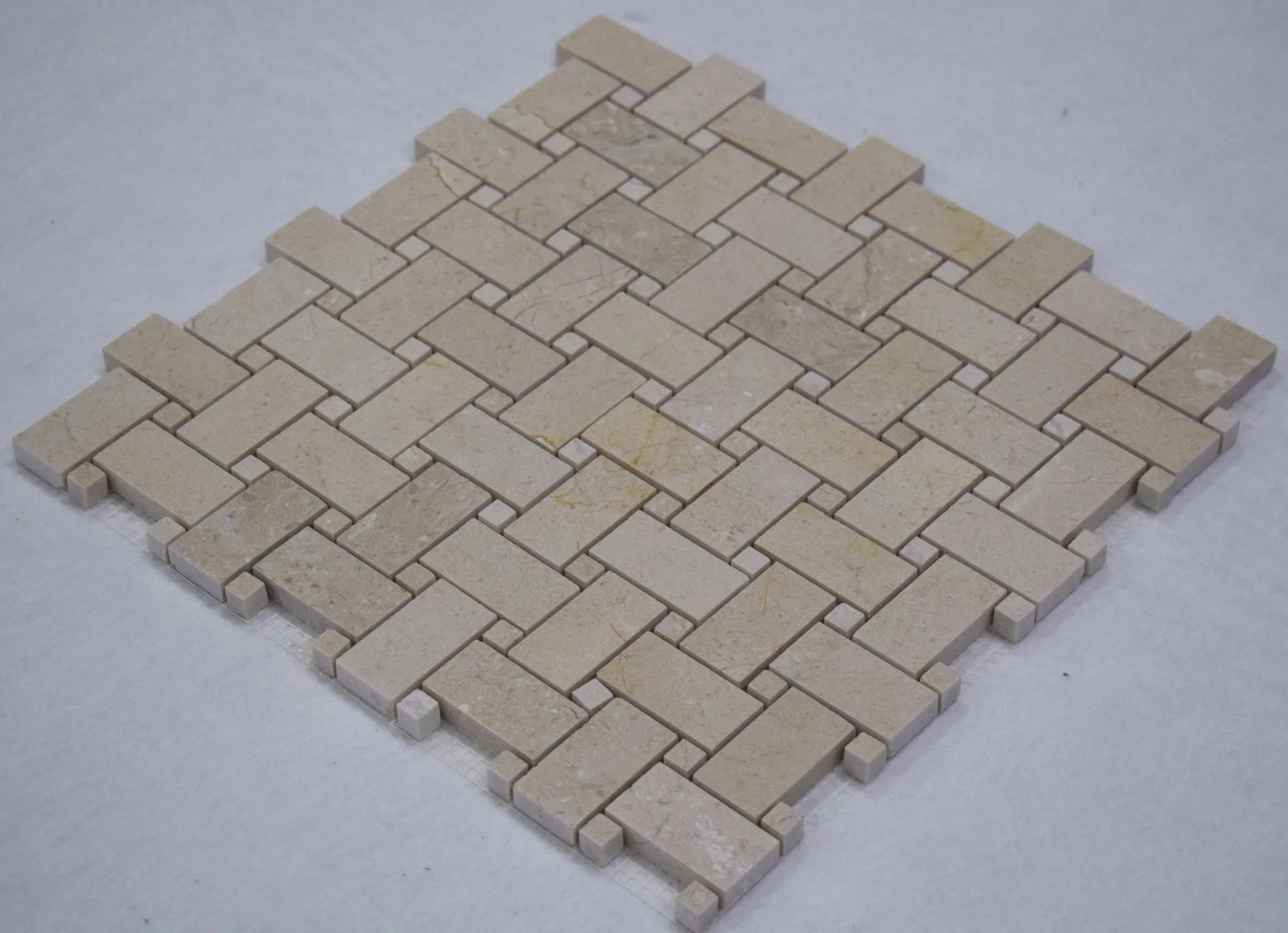 Home Decoration Marble Basketweave Stone Beige Swimming Pool Mosaic for Wall Tiles