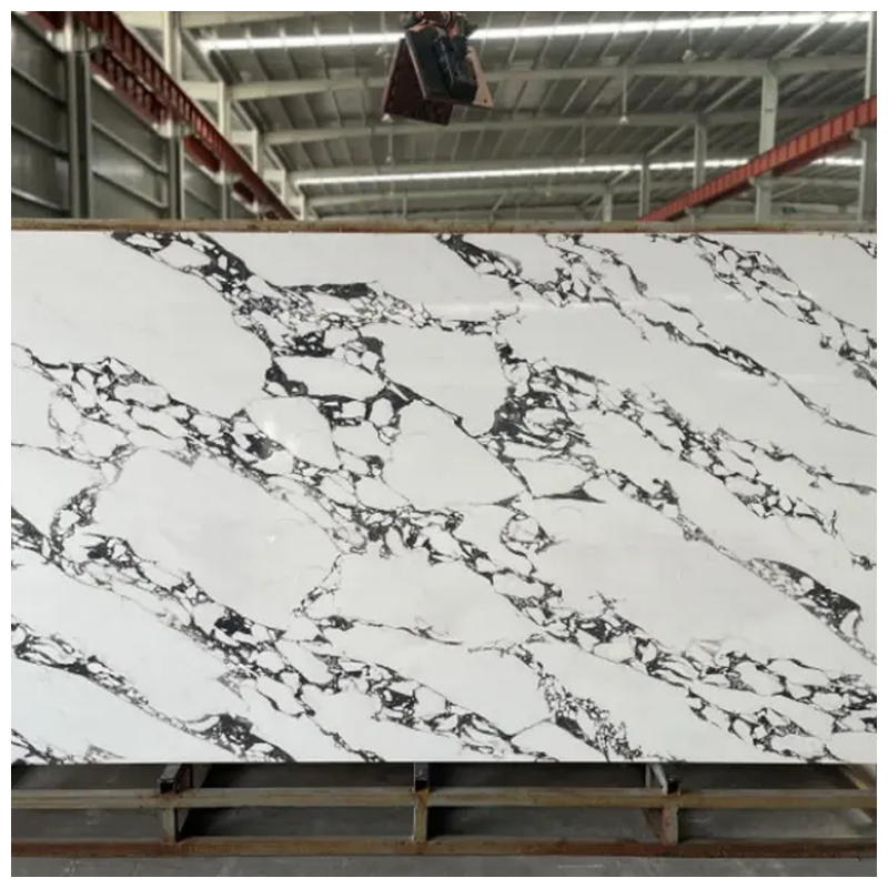 Black and White Bulgari Black Marble Pattern Ultracompact Slabs