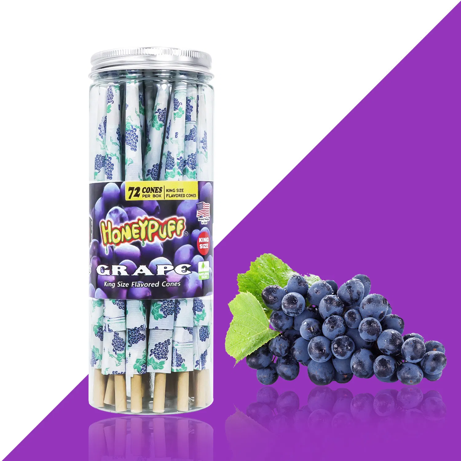 Honeypuff King Size Classic Pre Rolled Cones Rolling Paper Fruit Flavor 72 Cones