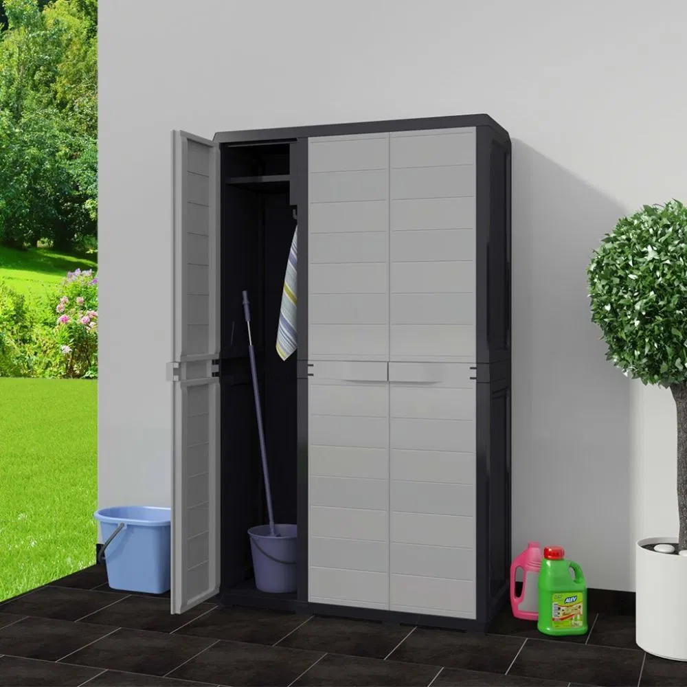 Wood Grain Aluminium Alloy Tool Sheds Box Cabinet Aluminum Outdoor Storage Shed