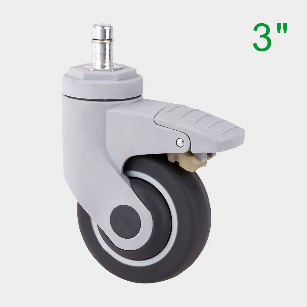 3 Inch Threaded Rod Soft TPR Medical Wheel, Suitable for Hospital Beds