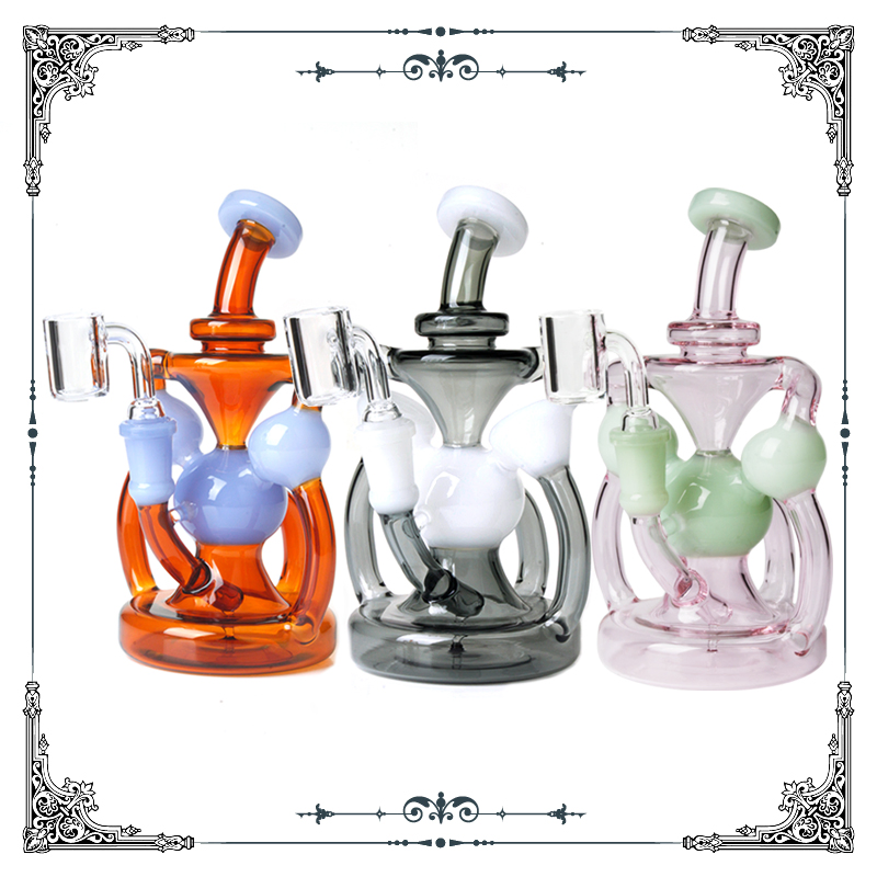 New Design 14.4 mm Quartz Banger Smoking Glass Water Pipe DAB Rig Recycler Oil Rig Wholesale