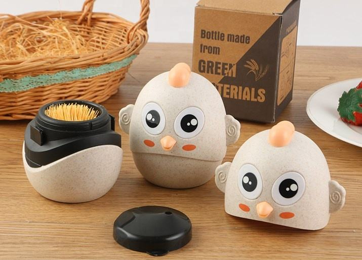 Chick Shape Toothpick Dispenser Wheat Straw Toothpick Holder