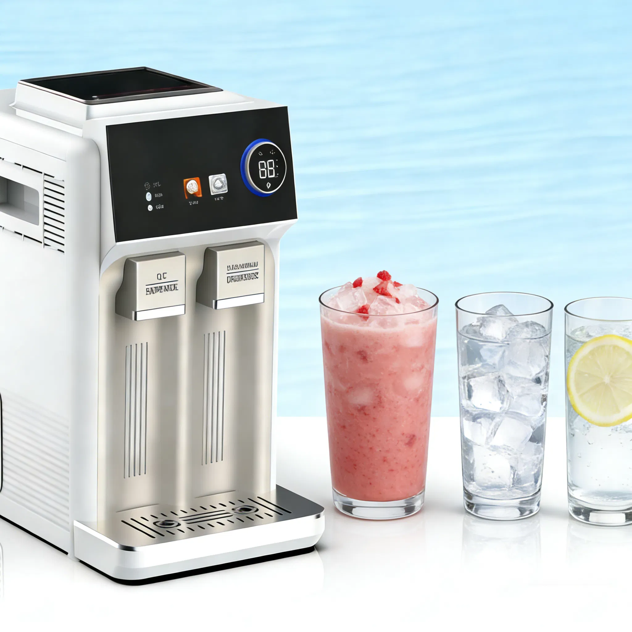 Compact Ice Maker with Flake Ice and Cold Water Dispenser