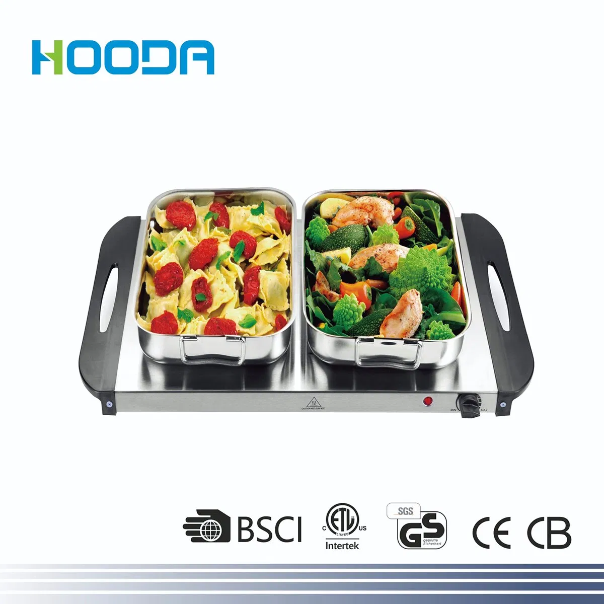 Hotel Stainless Steel with Visible Glass Lid Buffet Food Warmer