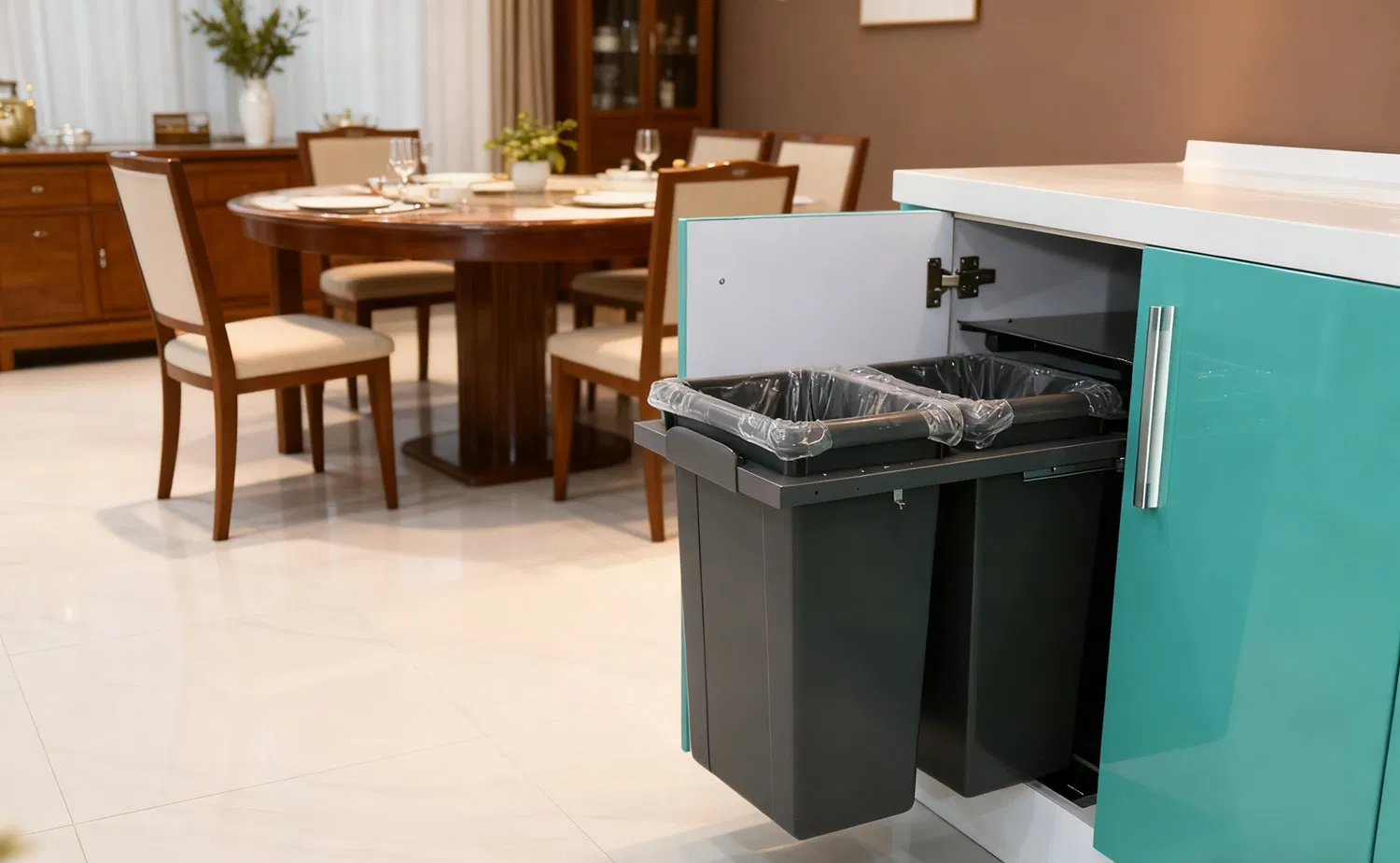 Встроенная выдвижная урна для кухни Tekey