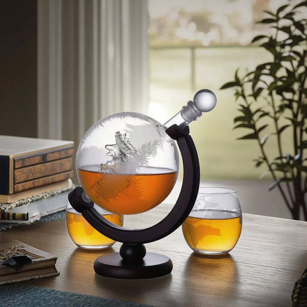 Round Whiskey Decanter Bottle Embedded Elk Craft Whiskey Wine Bottle