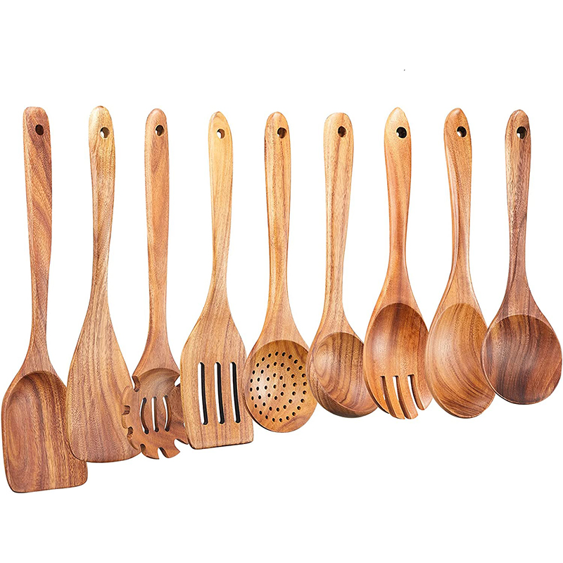 9 PCS Non Stick Kitchen Wooden Cooking Utensils Set