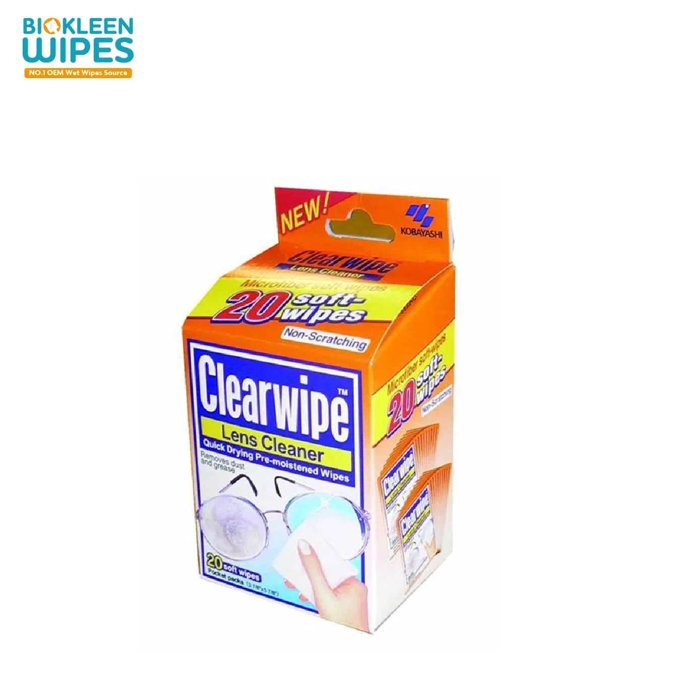 Biokleen 60 Pack Private Label Disposable Lens Wipes Pre-Moistened Portable Eyeglass Lens Wipes Moistened Lens Cleaning Wipes