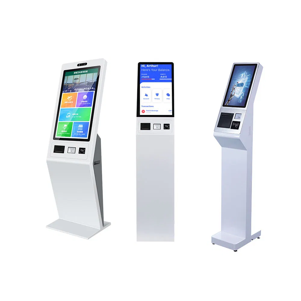 Self-Ordering Kiosk 21.5 21 22 Inch Touch Screen Android Totem Self Service Kiosks with Camera Printer Scanner
