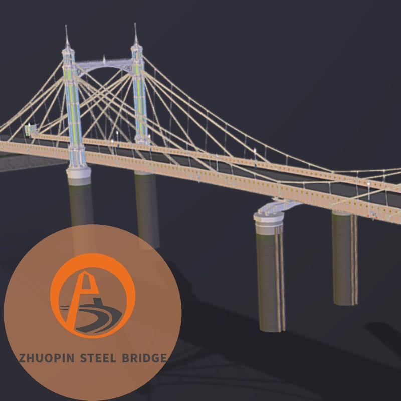 Prefabricated Steel Structure Bridge / Cable Stayed Steel Bridge