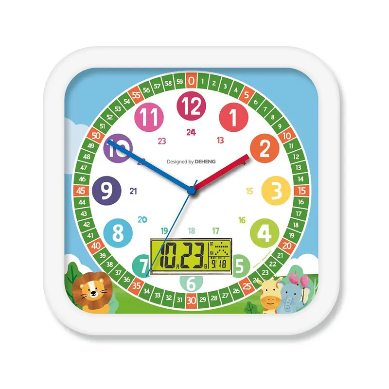 New Design Cute Cartoon Tiger Silent Digital LCD Display Plastic Kids Room Clocks Modern Custom Wall Clock for Living Room